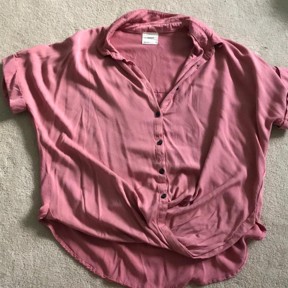 blush button up blouse